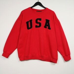 VTG JC Penney USA Olympics Red Pullover Sweatshirt SZ L Felt Spellout
